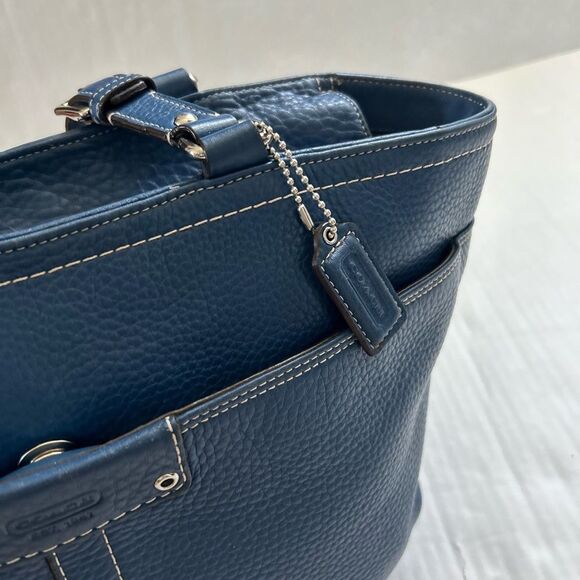 Coach Hamilton Blue Pebbled Leather Hobo Tote Bag - Picture 6 of 16